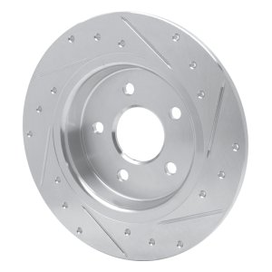 Volvo C70 Brake Rotor (1) - Rear Left - R1 Concepts - Drilled & Slotted - Silver - `04-`13
